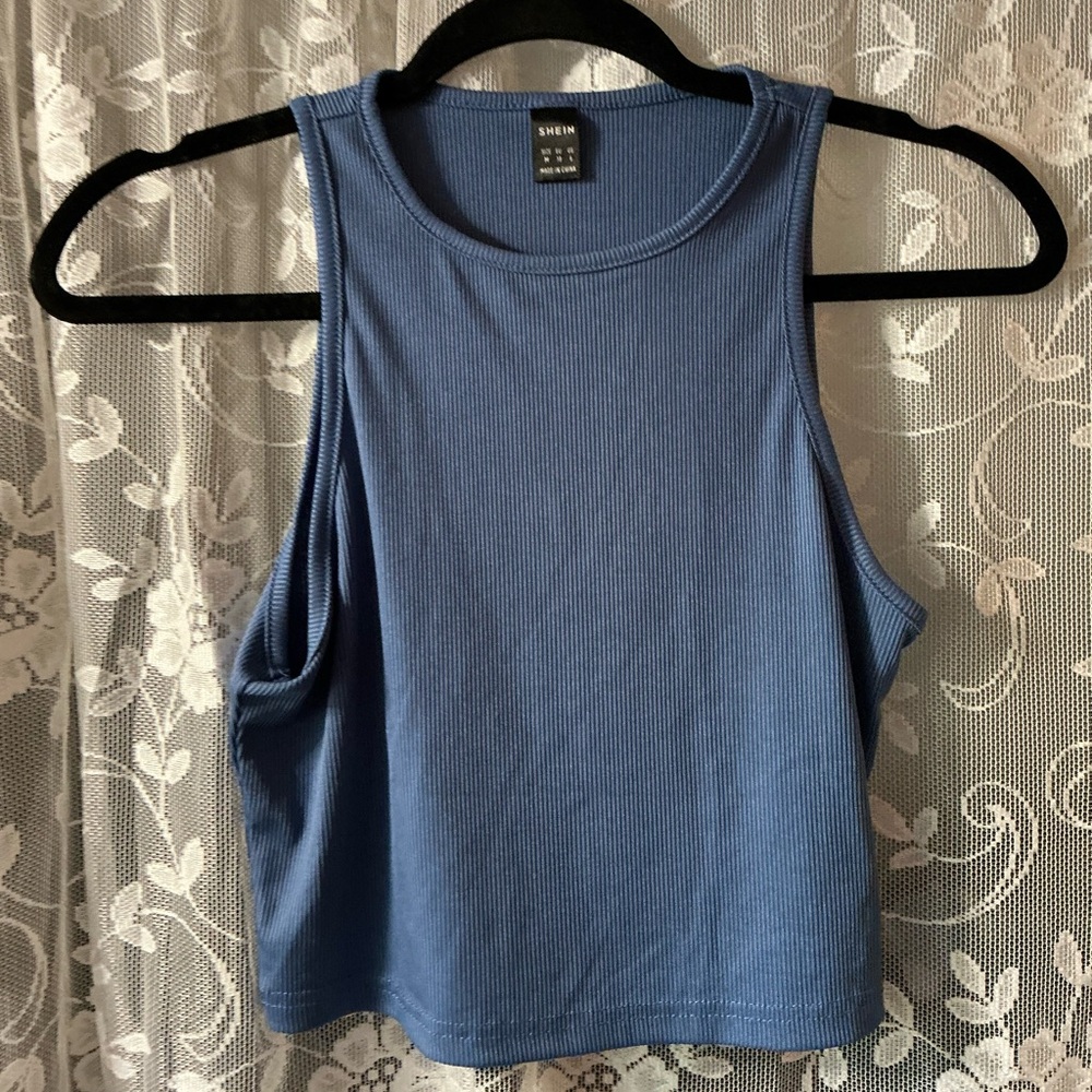 SHEIN Blue Ribbed Tank Top size medium